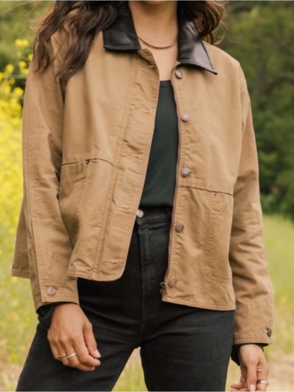 Thread&Supply Women’s Khaki Utility Jacket with Black Collar